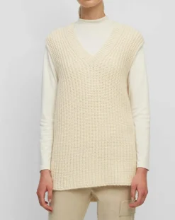 Marc O'Polo Pulls|Pull en Coton, Laine & Alpaga mélangés sans manches écru