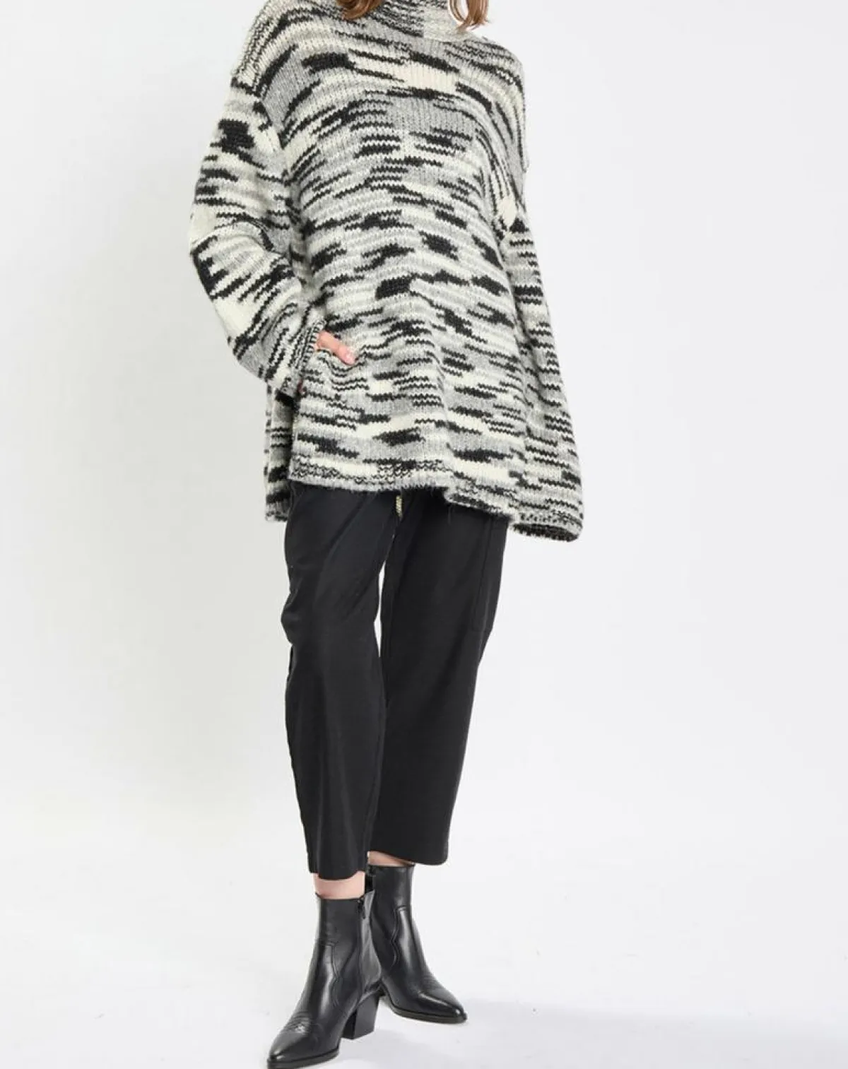 Marc O'Polo Pulls|Pull en Laine & Alpaga mélangés noir/gris