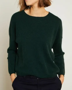 Miss Cashmere Pulls|Pull en Laine & Cachemire Clémence Col rond vert foret