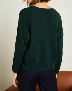 Miss Cashmere Pulls|Pull en Laine & Cachemire Clémence Col rond vert foret