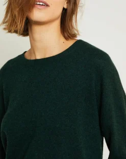 Miss Cashmere Pulls|Pull en Laine & Cachemire Clémence Col rond vert foret