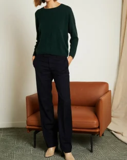 Miss Cashmere Pulls|Pull en Laine & Cachemire Clémence Col rond vert foret