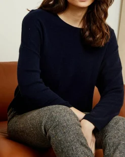 Miss Cashmere Pulls|Pull en Laine & Cachemire Clémence Col rond bleu marine