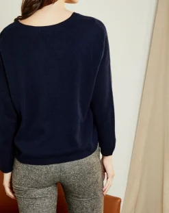 Miss Cashmere Pulls|Pull en Laine & Cachemire Clémence Col rond bleu marine