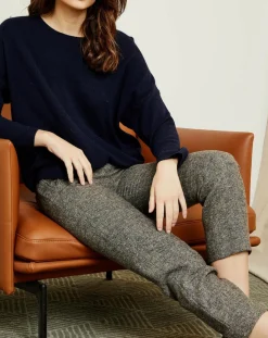 Miss Cashmere Pulls|Pull en Laine & Cachemire Clémence Col rond bleu marine