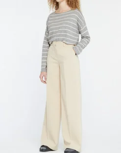 Yerse Pulls|Pull en Laine & Cachemire mélangé Julianne à rayures gris/blanc