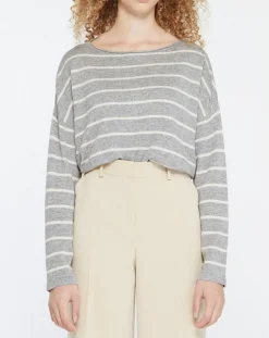 Yerse Pulls|Pull en Laine & Cachemire mélangé Julianne à rayures gris/blanc