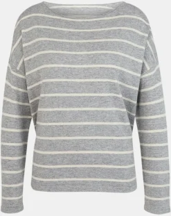 Yerse Pulls|Pull en Laine & Cachemire mélangé Julianne à rayures gris/blanc