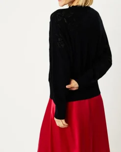 Galeries Lafayette Pulls|Pull en Laine & Cachemire Foug ajouré col rond noir