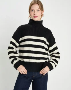 Galeries Lafayette Pulls|Pull en Laine & Cachemire Sydney rayure noir