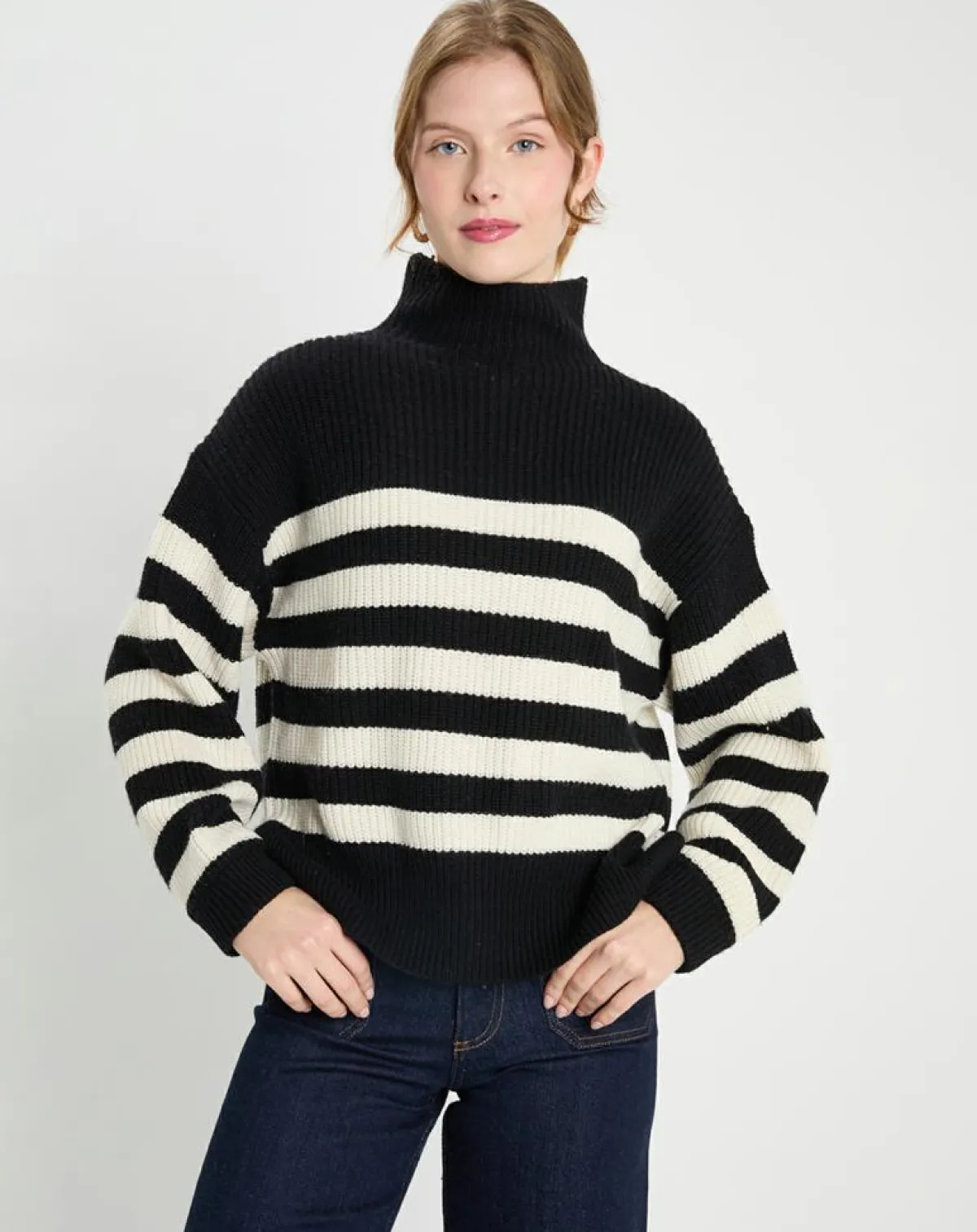 Galeries Lafayette Pulls|Pull en Laine & Cachemire Sydney rayure noir