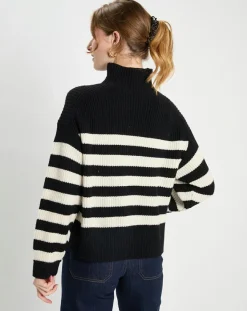 Galeries Lafayette Pulls|Pull en Laine & Cachemire Sydney rayure noir