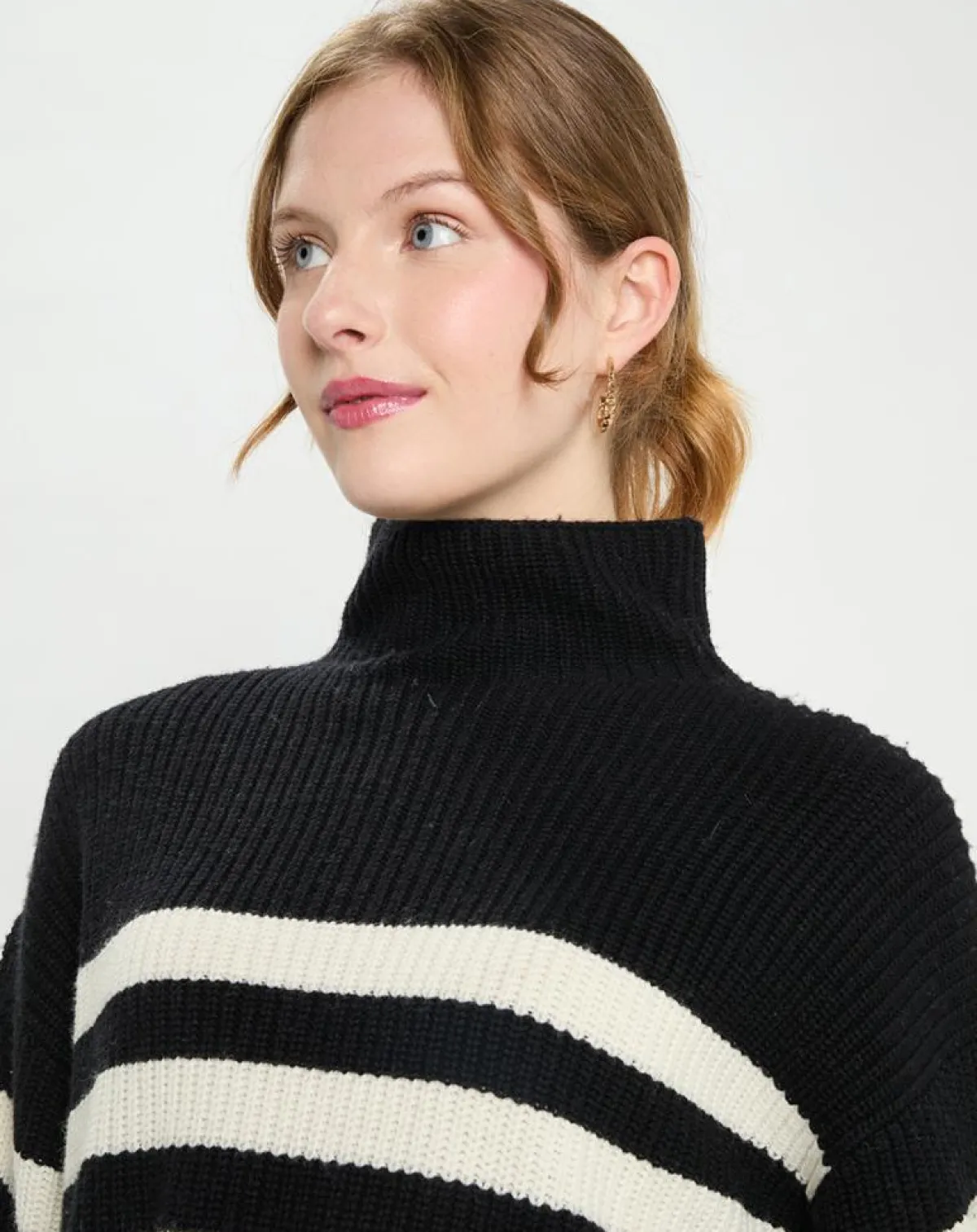 Galeries Lafayette Pulls|Pull en Laine & Cachemire Sydney rayure noir