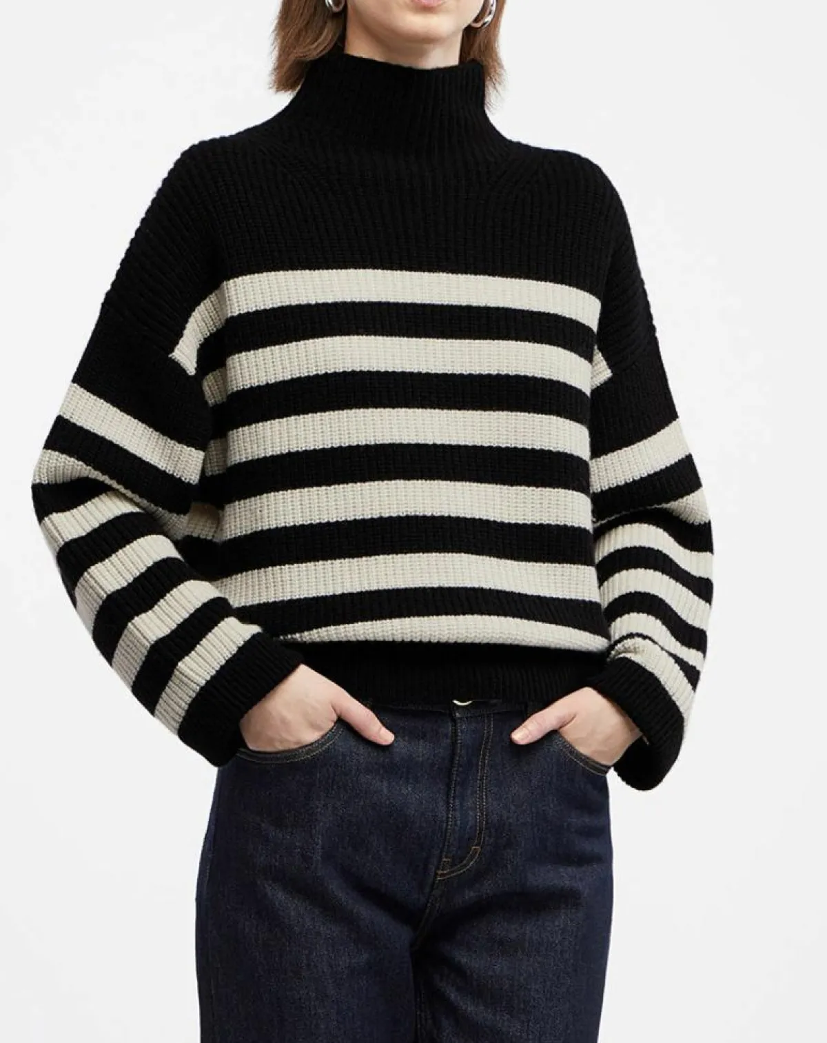 Galeries Lafayette Pulls|Pull en Laine & Cachemire Sydney rayure noir