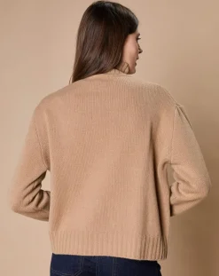 Oscar et Louise Pulls|Pull en Laine & Cachemire Ambre col montant 4 côtes camel
