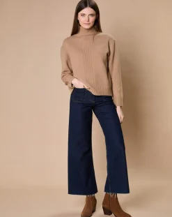 Oscar et Louise Pulls|Pull en Laine & Cachemire Ambre col montant 4 côtes camel