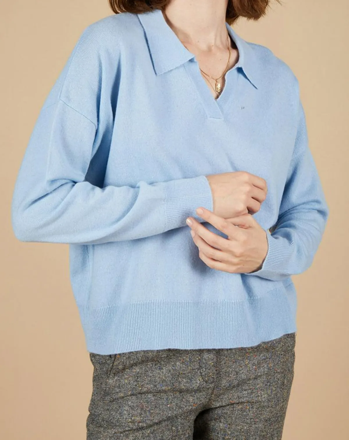 Cashmere Tribu Pulls|Pull en Laine & Cachemire Paloma col polo topaze