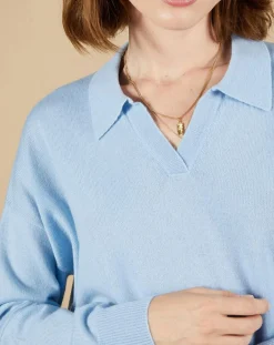 Cashmere Tribu Pulls|Pull en Laine & Cachemire Paloma col polo topaze