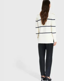 Zapa Pulls|Pull en Laine & Coton Nalanda rayures écru/marine