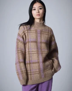 Manoush Pulls|Pull en Laine & Mohair mélangés Oversize Maille Carreaux unique