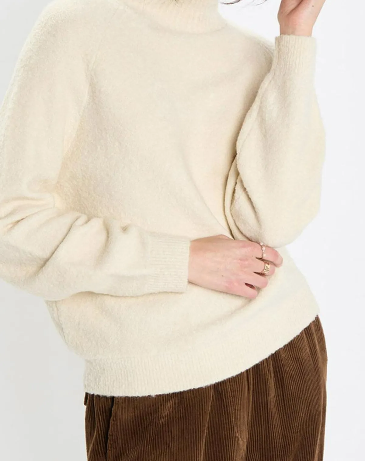 Marc O'Polo Pulls|Pull en Laine bouclée col cheminé écru