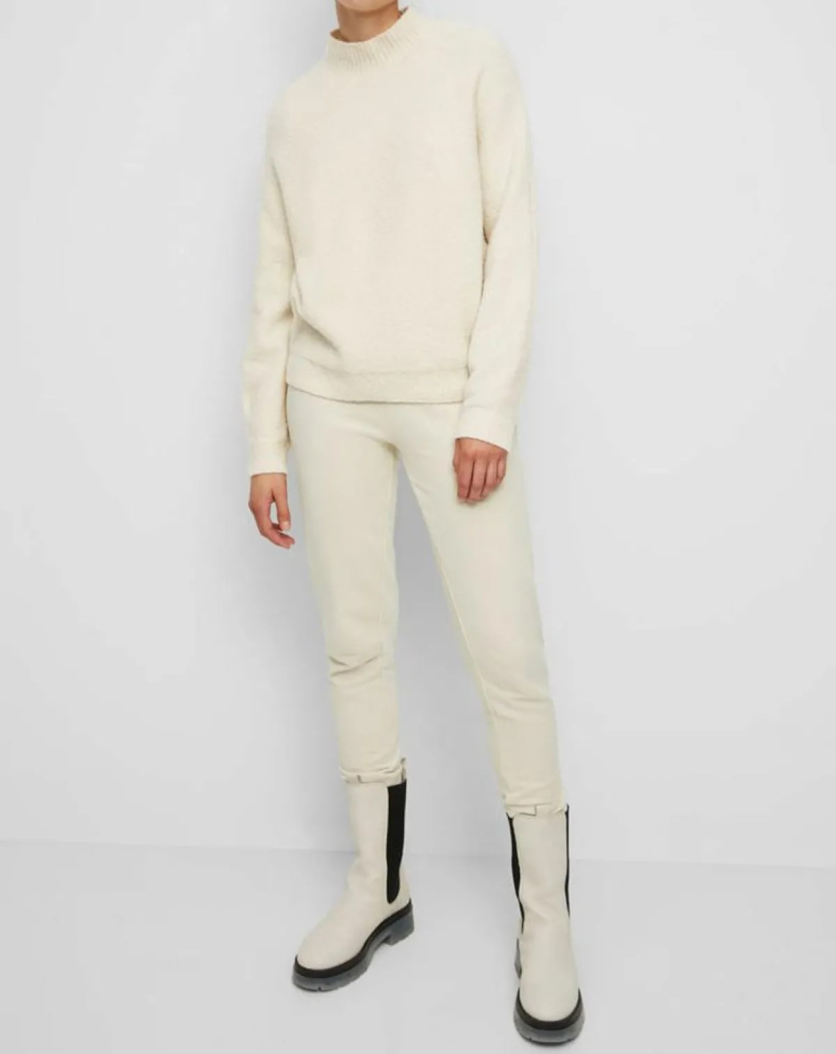 Marc O'Polo Pulls|Pull en Laine bouclée col cheminé écru