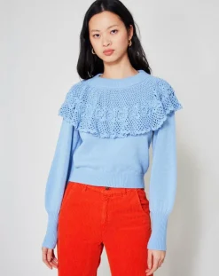 Manoush Pulls|Pull en Laine mélangée Babydoll Rosalie bleu