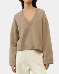 Marc O'Polo Pulls|Pull en Laine mélangée col V marron clair