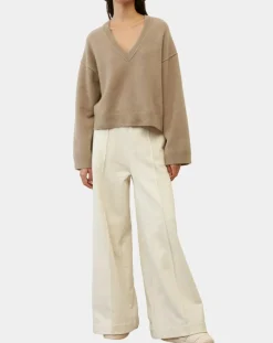 Marc O'Polo Pulls|Pull en Laine mélangée col V marron clair