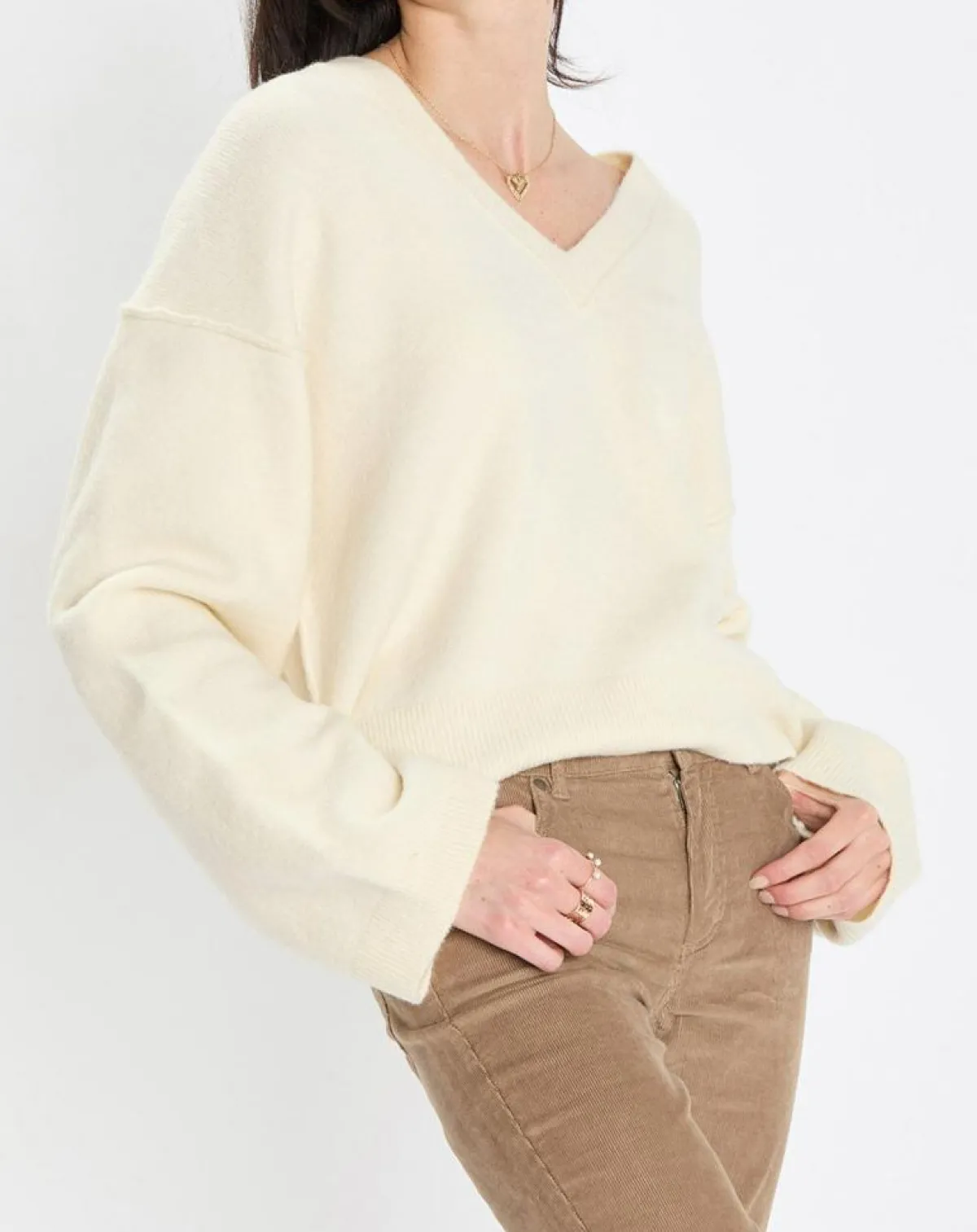 Marc O'Polo Pulls|Pull en Laine mélangée col V écru