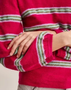 Bellerose Pulls|Pull en Laine mélangée Diout rayé rose
