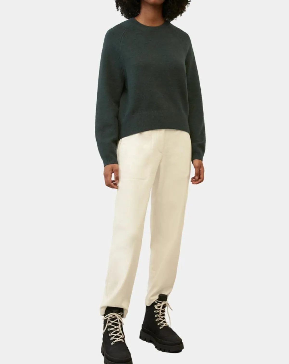 Marc O'Polo Pulls|Pull en Laine mélangée manches raglans vert foncé