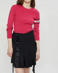 Marine Serre Pulls|Pull en Laine mélangée Open-Back Ribbed rose fushia