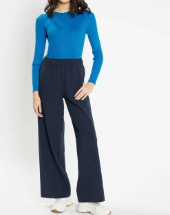 Galeries Lafayette Pulls|Pull en Maille côtelée col bateau Fya bleu moyen