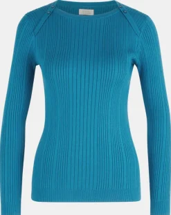 Galeries Lafayette Pulls|Pull en Maille côtelée col bateau Fya bleu moyen