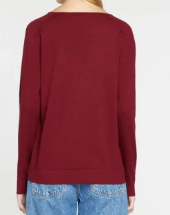 Galeries Lafayette Pulls|Pull en Maille fine col V Fya bordeaux