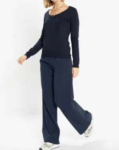 Galeries Lafayette Pulls|Pull en Maille fine Fya col rond bleu marine