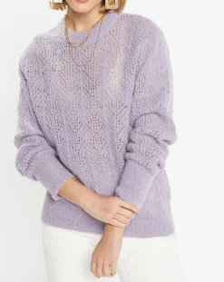 Galeries Lafayette Pulls|Pull en Maille pointelle mousseuse violet parme