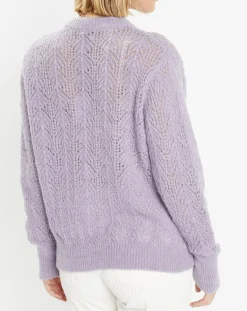 Galeries Lafayette Pulls|Pull en Maille pointelle mousseuse violet parme