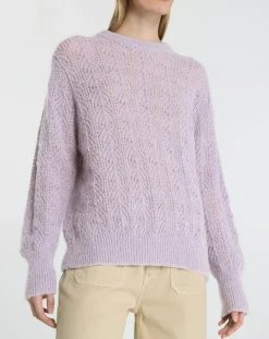 Galeries Lafayette Pulls|Pull en Maille pointelle mousseuse violet parme