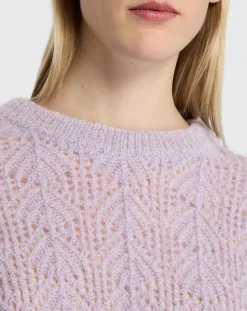 Galeries Lafayette Pulls|Pull en Maille pointelle mousseuse violet parme