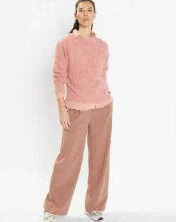 Galeries Lafayette Pulls|Pull en Maille pointelle mousseuse vieux rose