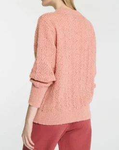 Galeries Lafayette Pulls|Pull en Maille pointelle mousseuse vieux rose