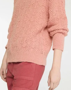Galeries Lafayette Pulls|Pull en Maille pointelle mousseuse vieux rose
