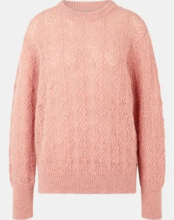 Galeries Lafayette Pulls|Pull en Maille pointelle mousseuse vieux rose