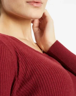 Galeries Lafayette Pulls|Pull en Maille stretch Franck ajusté bordeaux