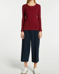 Galeries Lafayette Pulls|Pull en Maille stretch Franck ajusté bordeaux
