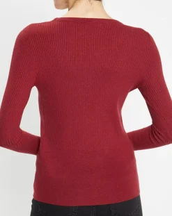 Galeries Lafayette Pulls|Pull en Maille stretch Franck ajusté bordeaux