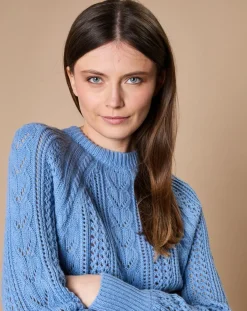 Oscar et Louise Pulls|Pull en Mohair & Laine mélangés Paola col rond bleu