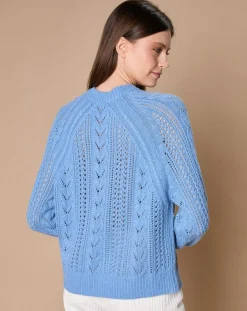 Oscar et Louise Pulls|Pull en Mohair & Laine mélangés Paola col rond bleu